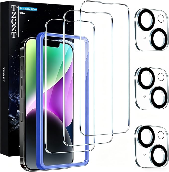 TZGZT 3 Pack Screen Protectors for iPhone 14, 9H Tempered Glass, Military Grade by Unknown