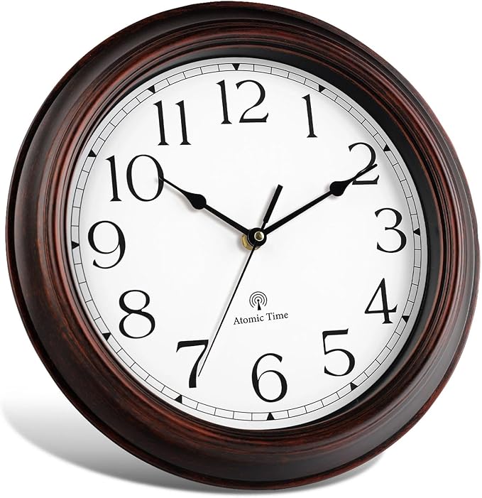 KECYET Atomic Wall Clock 10 Inch, Silent Non-Ticking Vintage Clock Battery Operated Classic Analog Decorative for Kitchen, Living Room, Office, Bedroom, Bathroom (Bronze)