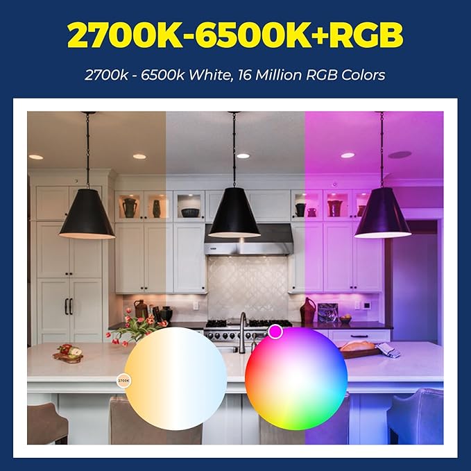 Lightinginside Smart Light Bulbs 100W Equiv., 1350LM 11W Smart Bulb Works with Alexa/Google Home/Smart Life, A19 E26 RGBCW Color Changing, No Hub Required, 2.4G WiFi Bluetooth Bulb, ETL Listed, 1PC