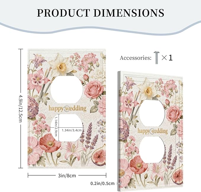 Bvtewkhz Floral Plant Watercolor Flowers Duplex Outlet Decorative Outlet Covers Light Switch Plate Electrical Receptacle Switchplate For Bathroom Kitchen Bedroom