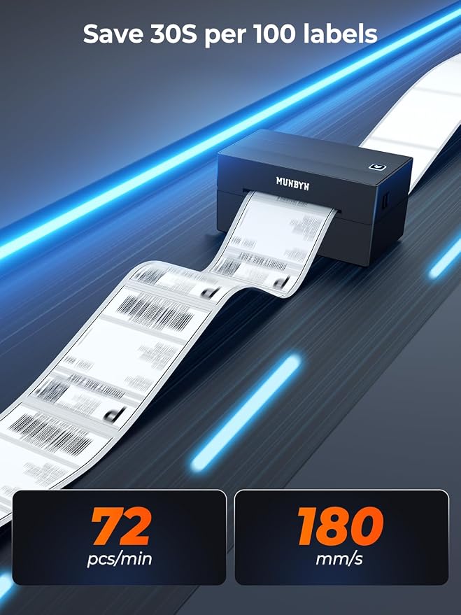MUNBYN Bluetooth Thermal Label Printer, 130B Wireless 4x6 Shipping Label Printer - Image 3