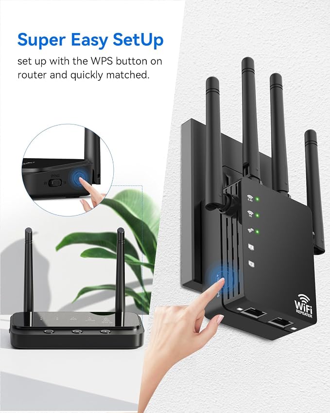 WiFi Extender 1200Mbps, Long Range WiFi Booster up to 12880 Sq Ft, 105 Devices - Image 2