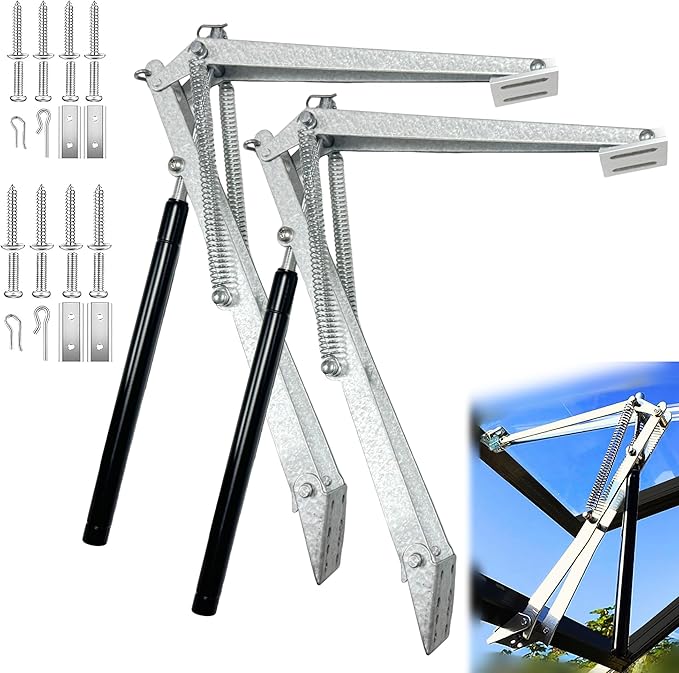2PCS Greenhouse Window Opener, Auto Vent Opener, Solar Sensitive Automatic Roof Vent Opener, Solar Heat Hothouse Roof Vent Kit, Greenhouse Supplies, Dual Spring Up to 30lbs