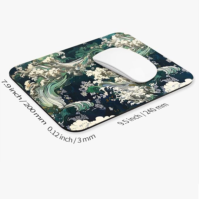 Armanza Square Mouse Pad Japanese Art,Personalized Premium-Textured Custom Mouse Mat Design,Washable Mousepad Lycra Cloth,Non-Slip Rubber Base Computer Mouse Pads for Wireless Mouse