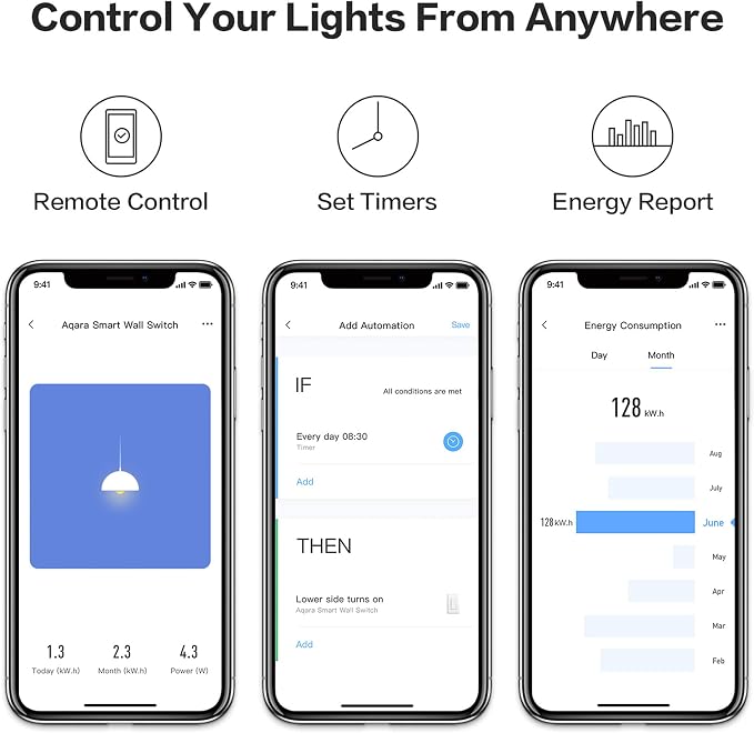 Aqara Smart Light Switch, Requires AQARA HUB, Zigbee Switch, Remote Control and - Image 3