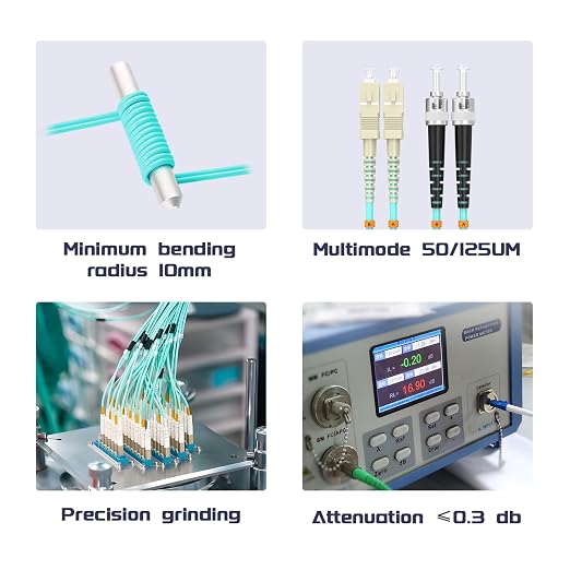 Fiber Patch Cable OM3 SC/UPC to ST/UPC 6ft/1.8meters, 10Gb/Gigabit MultiMode - Image 5