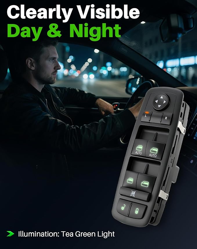 Dacall Power Window Switch Fit for 2009 2010 2011 2012 Dodge Ram 1500 2500 3500 Truck Quad Cab/Crew Cab Front Left Driver Side, Door & Windows Control, Replaces 4602863AD, 4602863AB, 4602863AC