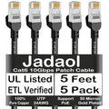 Jadaol Cat6 Ethernet Patch Cables 5ft 5-Pack, 10Gbps 24AWG Pure Copper RJ45 by Jadaol