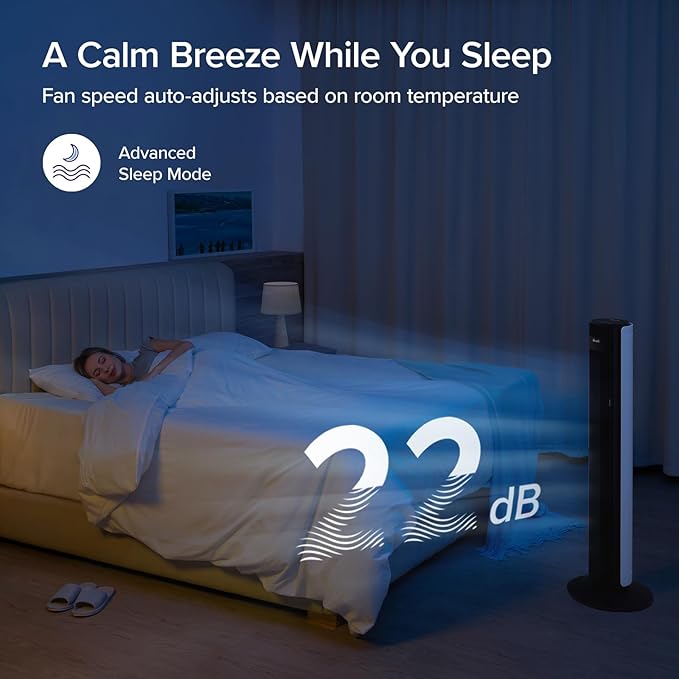 LEVOIT Classic 42-inch Tower Fan for Home, 1472 CFM Powerful Fan, 22dB Quiet as You Sleep, 90° L&R Oscillation, 60° U&D Airflow, 12H Timer, 5-Speed and 4 Modes with Temperature Sensor, Remote Control