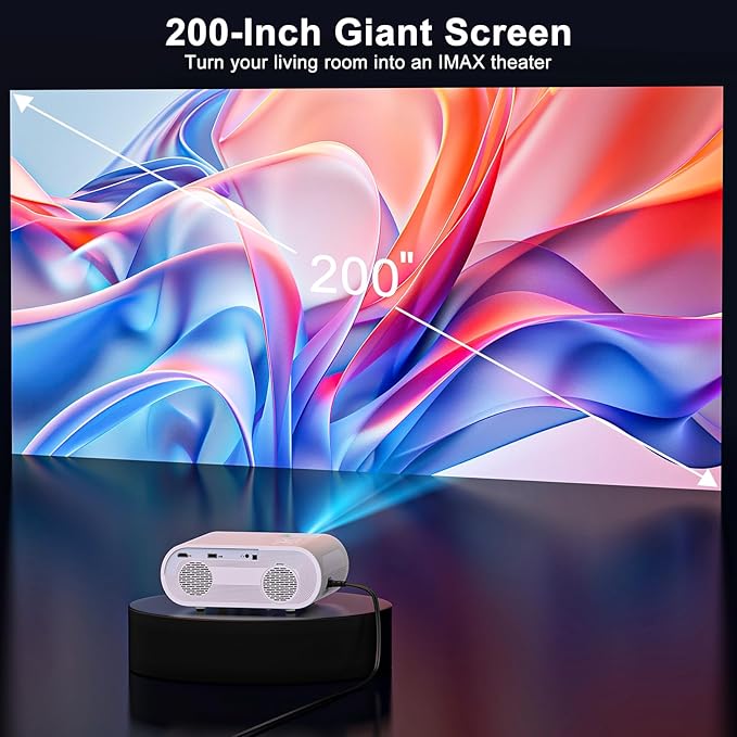 1500 ANSI Smart Projector, HOMPOW 4K Projector with WiFi and Bluetooth, Mini Projector, Built-in Streaming System, Projector with Apps, Outdoor Projector, Home Projector for iOS/Android