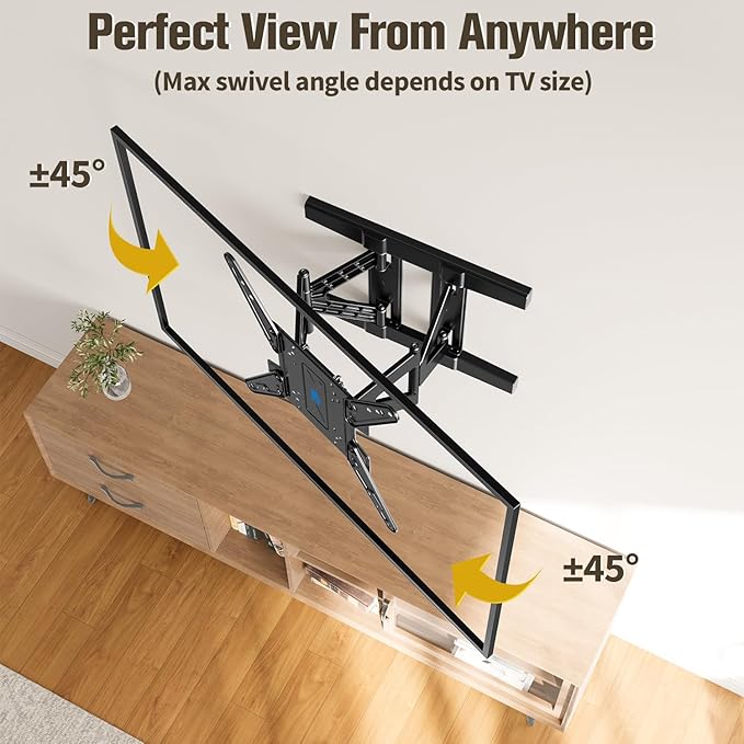 Mounting Dream Ultra Slim TV Wall Mount for 26-75 Inch Television, Full Motion Bracket with Smooth Extension, Swivel and Tilt, 1.38” Thin Low Profile TV Mount Fits 16'' Studs, Up to 400x400mm, 88lbs