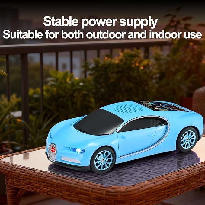 WSTER Luxury Sports Car Model Bluetooth Speaker with HD Sound, TWS Stereo Pairing, Display Screen, Built-in Microphone, Unique Bluetooth Car Speaker for Home, Party, Outdoor & Beach (Blue)
