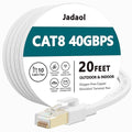 Jadaol Cat 8 Ethernet Cable 20 ft, 40Gbps 2000MHz Flat RJ45 S/FTP LAN Patch by Jadaol