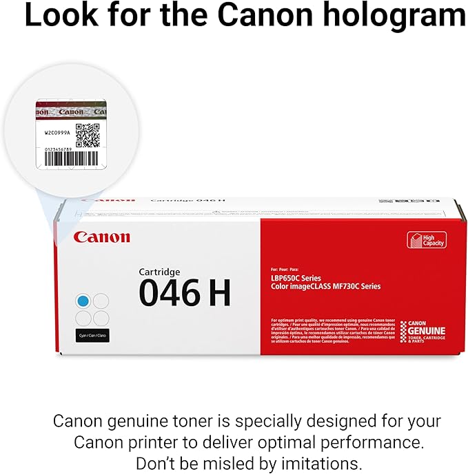 Canon Genuine 046 Cyan Toner Cartridge High Capacity Compatible with LBP654Cdw, MF731Cdw, MF733Cdw, MF735Cdw