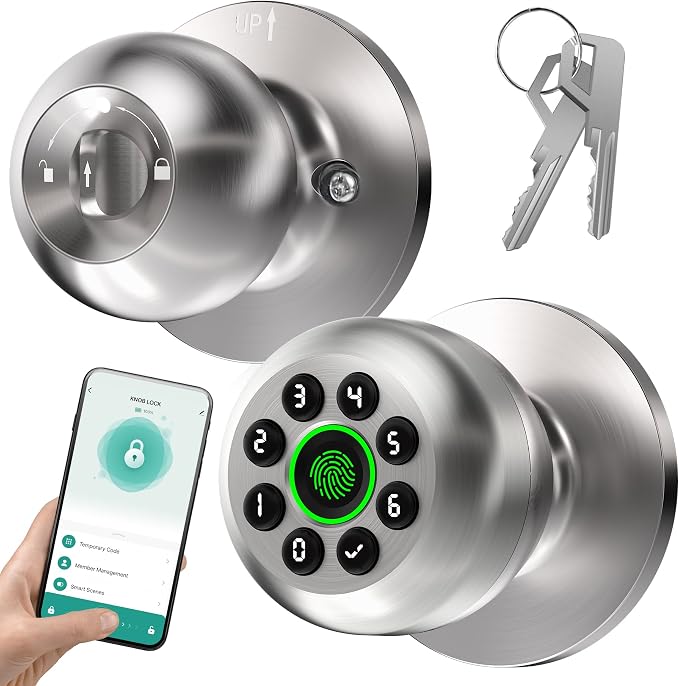 KLLOQUE Fingerprint Door Lock, Smart Fingerprint Door Knob by KLLOQUE