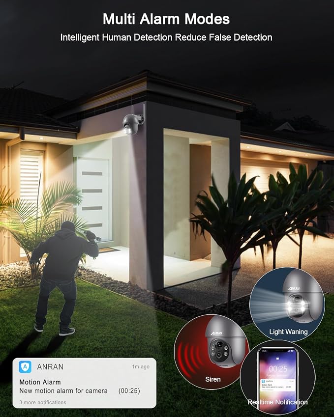 ANRAN 3MP Security Camera Wireless Outdoor, 2K Solar Outdoor Camera - Image 6