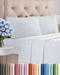 Queen Size 4 Piece Sheet Set - Comfy Breathable & Cooling Bed Sheets Set - Hotel Luxury Bedding for Women, Men, Kids, Teens, Boys & Girls - Deep Pockets, Soft, Wrinkle Free - Oeko-Tex - Blue Stripes 2