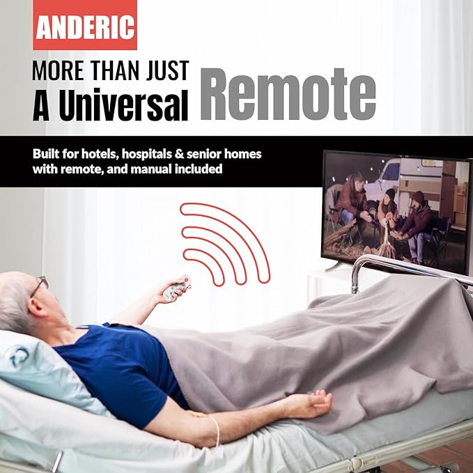 [25 Pack] Anderic Easy Big Button Universal TV Remote Control. Easy to Use, Learning, Glow Keys - Television & Cable Box Controller, Perfect for Assisted Living Elderly Care - White - RR1004