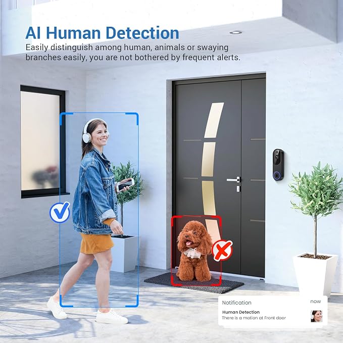 1080P Wireless Video Doorbell Camera, AI Human Detection - Image 6