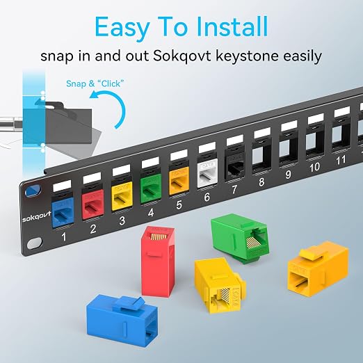 Sokqovt 12 Port Mini Blank Keystone Patch Panel - Image 2
