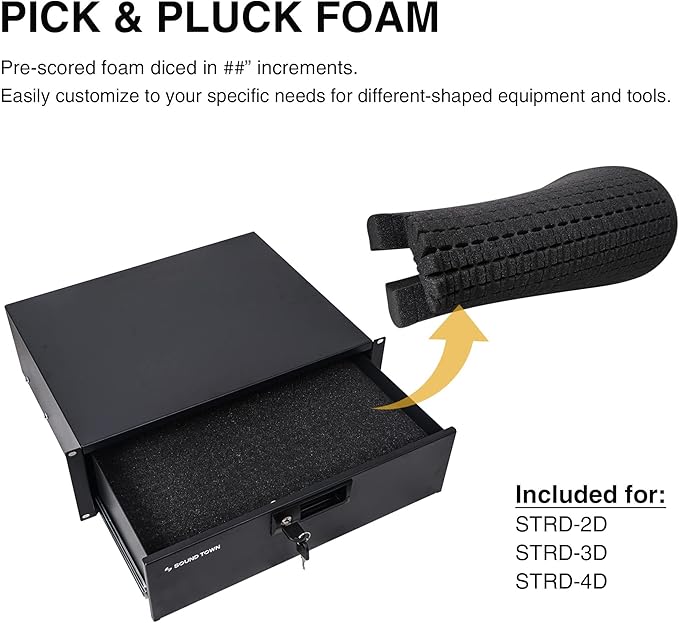 Sound Town High-Quality 1/2” (12mm) Plywood 10U PA DJ Pro Audio Rack/Road ATA Case with 11U Slant Mixer Top, Locking Drawer, 20’’ Rackable Depth and Casters (STMR-10D2)