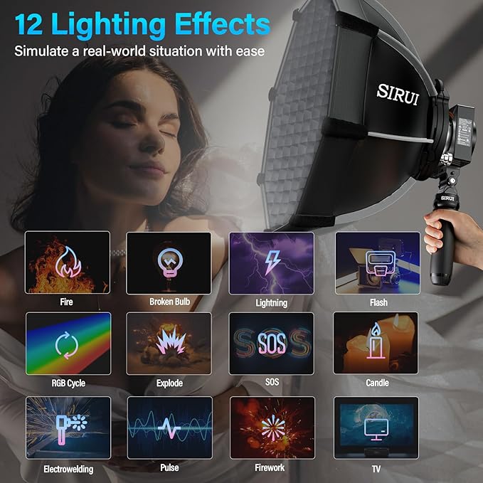 SIRUI Super Bulbs C150X 150W LED Video Light, COB Portable Photography Camera Light Bi-Color 2800K-6500K with Reflector Bluetooth App Brightness Control Continuous Output Lighting (C150X-COMBO-AM)