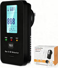 4in1 Combustible Natural Gas & Carbon Monoxide Detector, CO Leak Detector Home Air Quality Monitor with Digital Display for Temperature and Humidity, Kitchen & RV Alarm (Black)