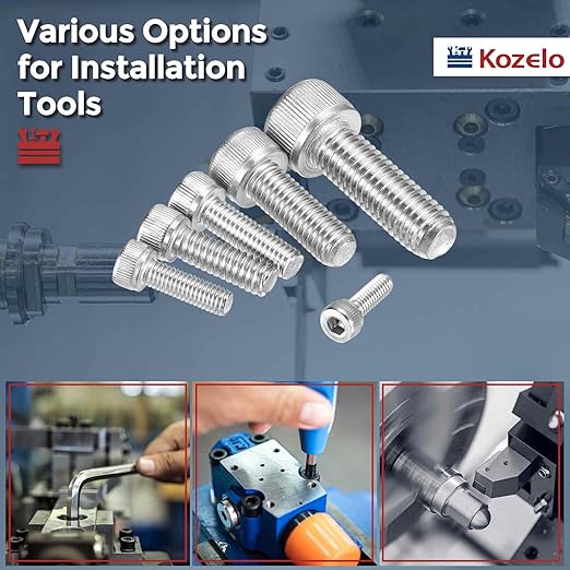 Kozelo 100pcs Socket Head Cap Screws - [M3-0.5 x 12mm] 304 Stainless Steel Allen Socket Drive for Electrical Motor 3D Printing Fan Engine Replacement Use, Silver