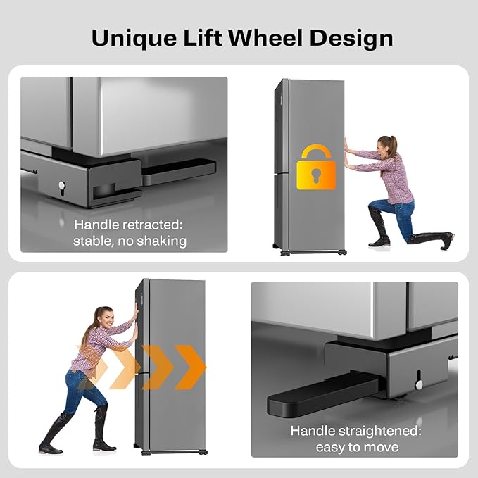 KVRG Appliance Rollers Heavy Duty,Newest Extendable Appliance Sliders,Liftable Washing Machine Base,Easily Move Washer and Dryer Machines,Refrigerators,Furniture-Grey