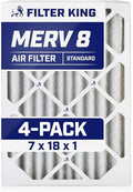 Filter King 7x18x1 Air Filter | 4-PACK | MERV 8 HVAC Pleated A/C Furnace Filters | MADE IN USA | Actual Size: 7 x 18 x .75"