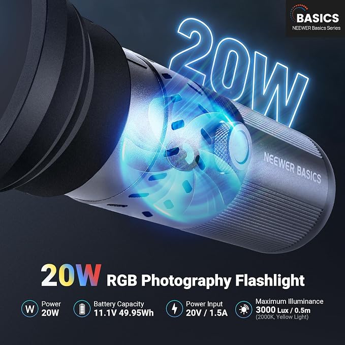 NEEWER BASICS 20W RGB Photography Flashlight - Image 2