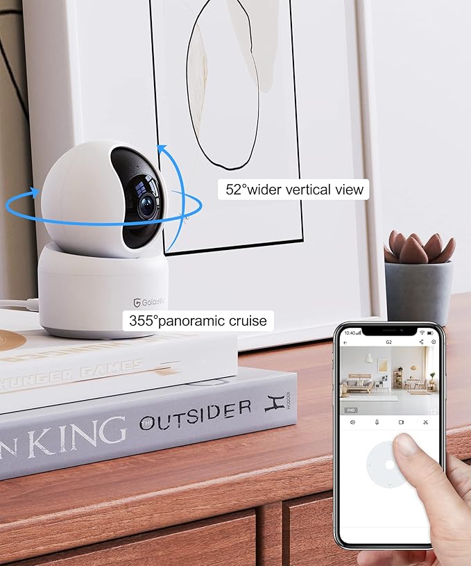 GALAYOU Indoor Security Camera 2K, Pet Camera, 360 Degree 2.4G WiFi Home Security Camera for Baby/Elder/Nanny with Night Vision, Siren, 24/7 SD Card Storage, Works with Alexa and Google Assistant G2