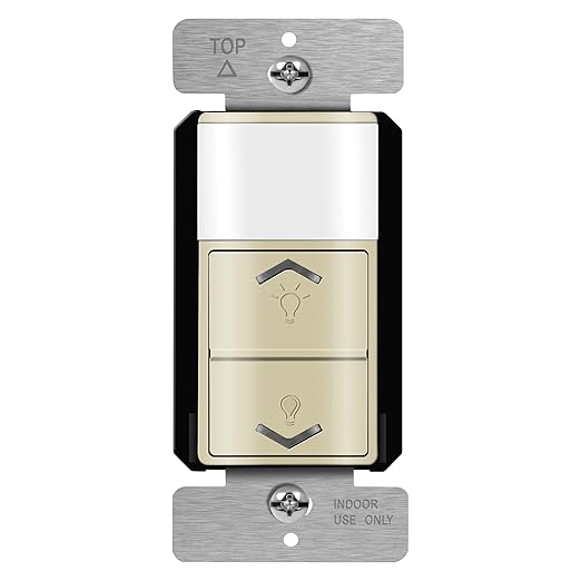 TOPGREENER Motion Sensor Light Switch Dimmer, Electronic Dimmer with PIR Motion Sensor, Occupancy & Vacancy Modes, 150W LED/CFL, Single-Pole, UL Listed, TDODS5-120-I, Ivory
