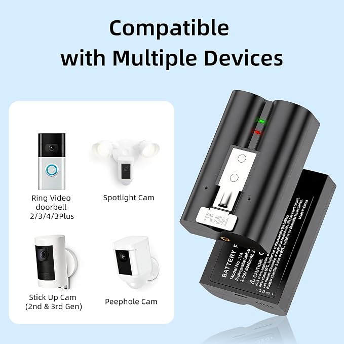 Ring Doorbell Battery 2nd gen 2 Packs 6040mAh Ring Video Replacement Battery - Image 4
