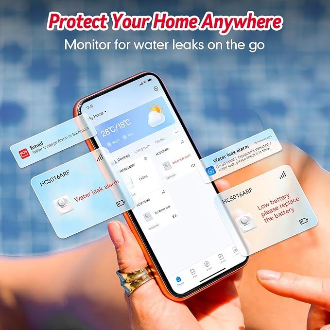 WiFi Water Leak Detector, Hub & Water Leak Sensor 3 Pack, Wireless Siren Alarm - Image 2