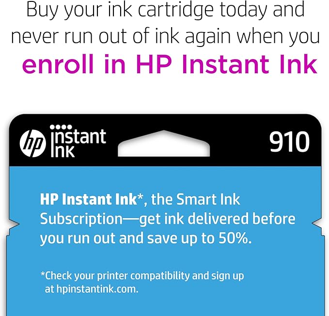 HP 910 Cyan Ink Cartridge | Works with OfficeJet 8010, 8020 Series, OfficeJet Pro 8020, 8030 Series | Eligible for Instant Ink | 3YL58AN