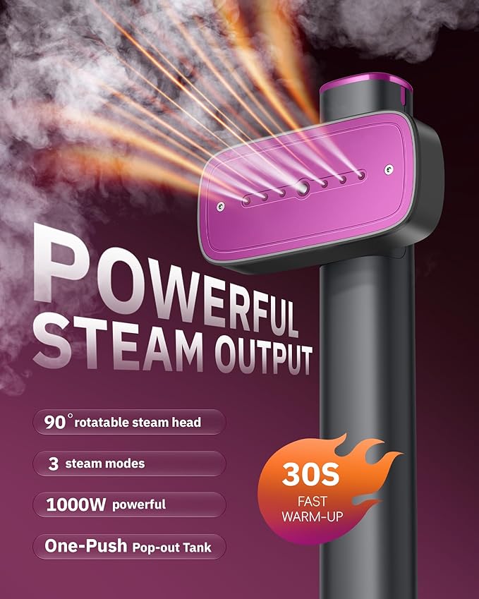 OGHom Steamer for Clothes, 110-240V Travel Steamer & Iron 2 in 1, 1000W Powerful Steam, Portable Handheld Garment Wrinkle Remover, 30s Fast Heat-Up with 3-mode Steam Control, for Global & Europe