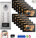 Wired Apartment Video Intercom System,1080P HD Video Doorbell, Compatible with 12 Units 7-inch Touchscreen,Supports Motion Detection,Two-Way Audio,Tuya Smart Home