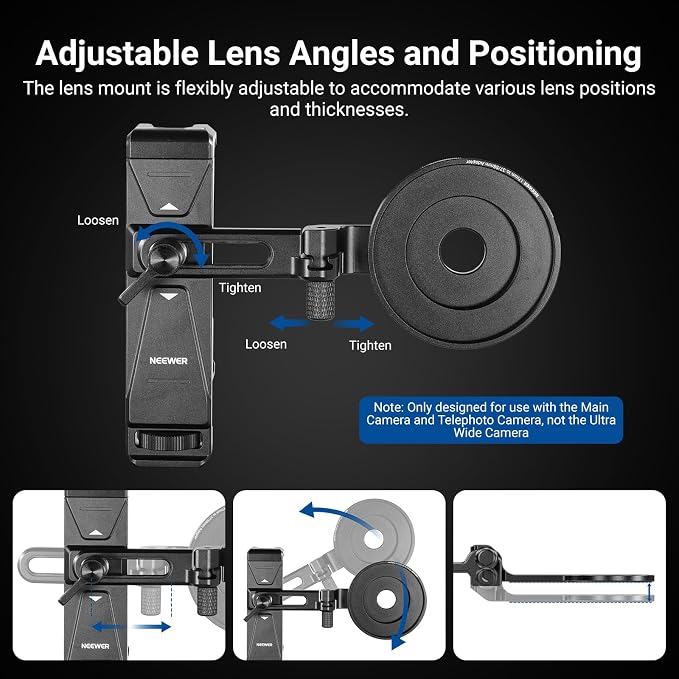 NEEWER Phone Holder with 17mm Phone Adapter & 17–37/58mm Filter Ring, Universal - Image 4