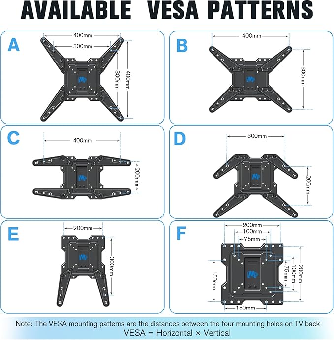 Mounting Dream TV Wall Mount for Most 26-55" TVs , Television Mount Full Motion with Swivel Articulating Arm , Center Design Wall Mount Bracket , up to VESA 400x400mm and 77 lbs Loading MD2418-MX