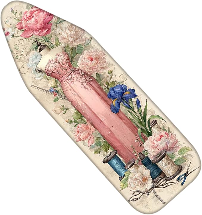 Nuxovilar Ironing Board Cover Needle Cotton 15x54 Inches | Ironing Board Cover and Pad Floral Gown Design Needle Cotton for Bedroom, Dressmaking Area, Laundry Room