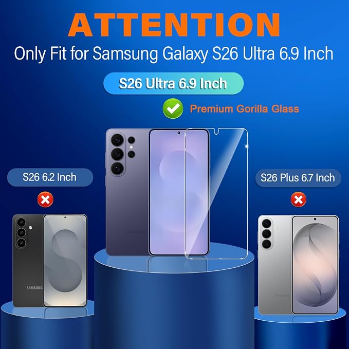 firtstnow 3 Pack for Samsung Galaxy S26 Ultra Screen Protector Tempered Glass + - Image 2