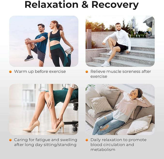 Nekteck Leg Compression Massager with Heat Leg Massager for Circulation and Pain Relief, Air Compression Boot Massage Tool with 2 Heats 6 Modes 6 Intensities, Relaxation Tool for Men Women