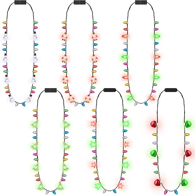 Traplace 6PCS Christmas Light Necklace Light up, 3 Glow Modes Festive by Traplace