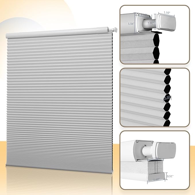 Boolegon No Drill Motorized Cellular Blinds with Remote Motorized Blackout Honeycomb Blinds for Indoor Windows Easy to Install Automatic Cellular Shades for Home,Blackout White,Custom Size