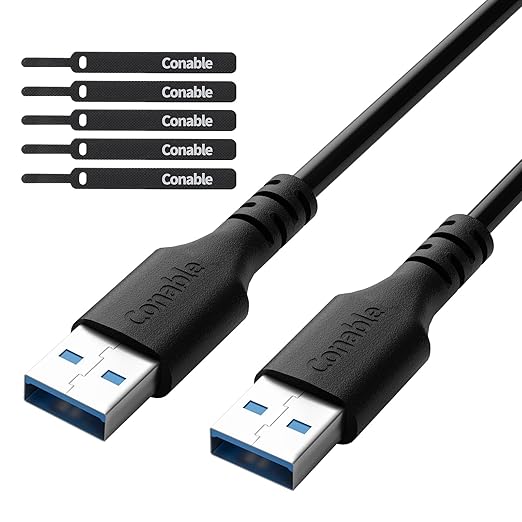 USB 3.0 Male to Male Cable 4FT - Type A, 5Gbps Data Transfer for Hard Drive, Laptop, DVD Player, USB Hub, Monitor, Camera, Set Top Box - Includes 5 Cable Ties