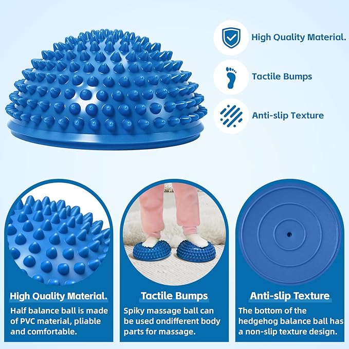 Wobble Cushion Set for Sensory Kids and Balance Training - Disc Plus 4 Pods, Board With Pump, Inflatable Stepping Pads for Adults