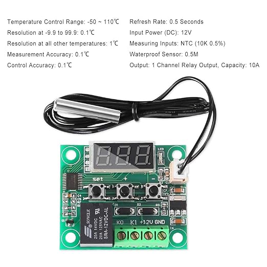 UMLIFE 2PCS Temperature Controller Module with Case, XH W1209 LED Display Digital Thermostat Module with Waterproof NTC Probe -50~110℃ Electronic Temperature Temp Control Module Switch