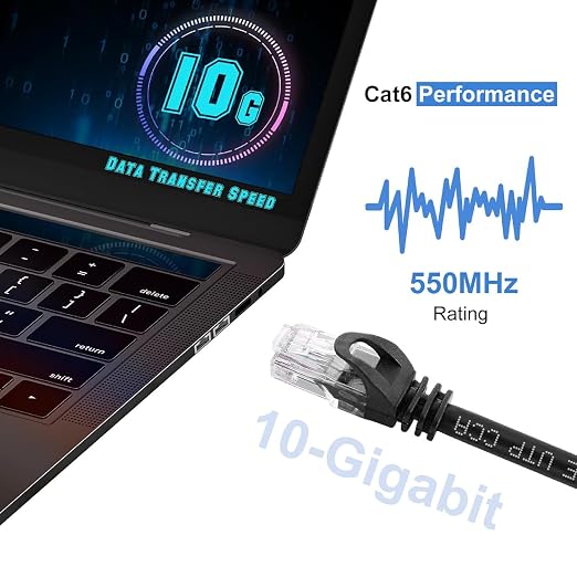 CAT 6 75 Foot Ethernet Cable Indoor High-Speed 10Gbps Snagless Long CAT6 - Image 7