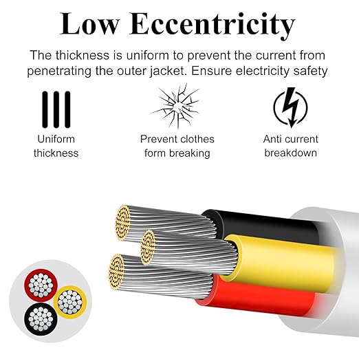 22 Gauge 3 Conductor Electrical Wire, 100FT Low Voltage 22/3 Tinned Copper Stranded 3 Wire Cable, 22 AWG White Flexible Extension Power Cord for Automotive, LED Lamp, Outdoor Landscape Lighting Etc